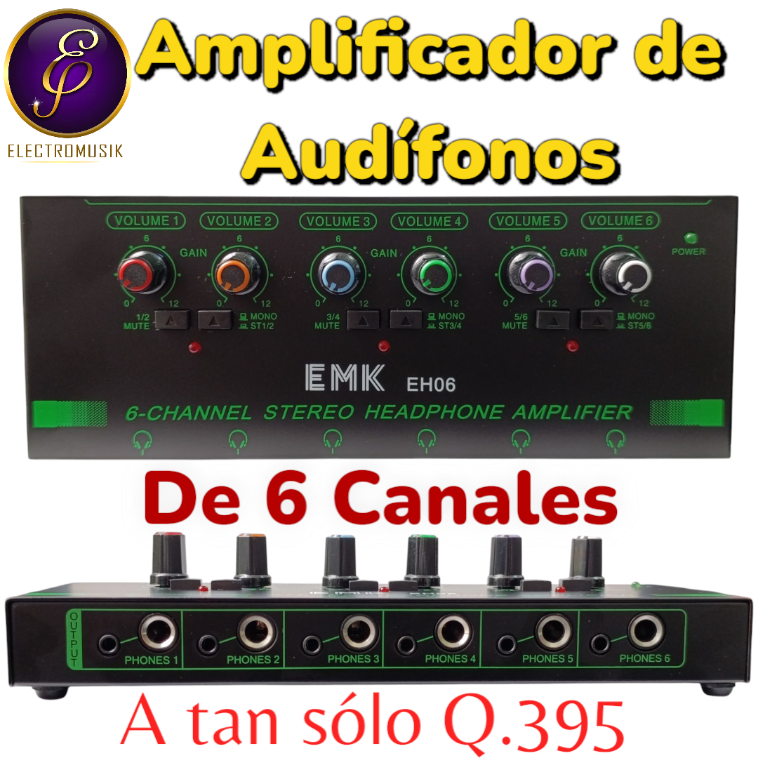 Amplificador de Audifonos de 6 Canales EMK EH06