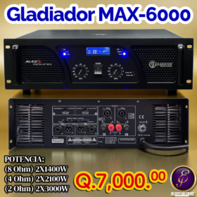 Gladiator MAX-6000 Poder o Amplificador de Fuerza de Audio Clase H de 6000 Watts