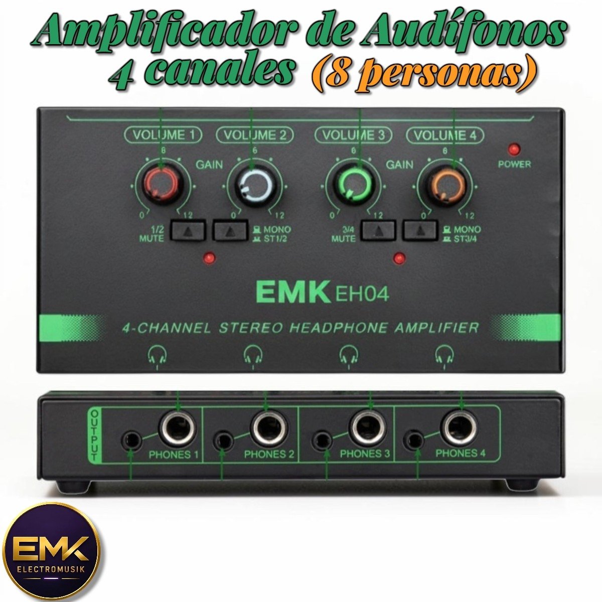 Amplificador de Audífonos 4 Salidas EMK EH04