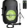 Bocina PRO BASS 15" Amplificada con Micrófono y Pedestal