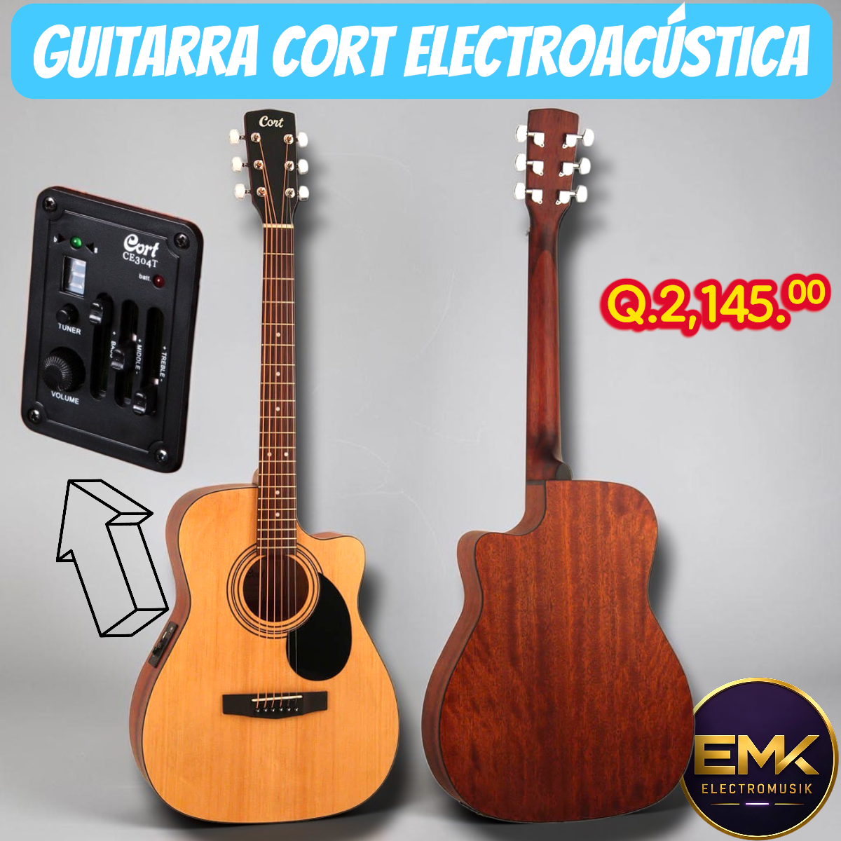 Guitarra Electroacústica con Funda CORT AF515CE OP